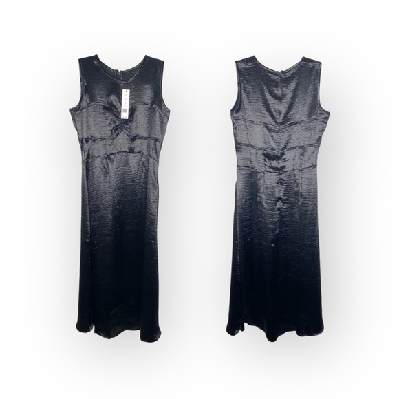 new Walter Baker W118 𖡛 Crinkled Satin Little Black Cocktail MIDI Dress 𖡛 2 4 - Picture 7 of 16